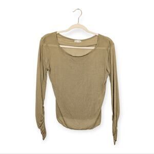 NWT Free People Intimately Army Green Current Mood Long Sleeve Top Size S